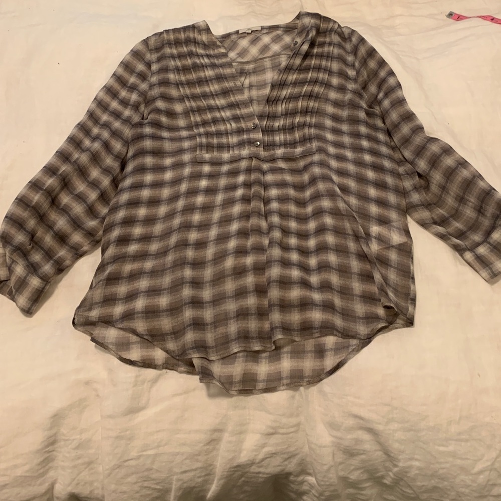 Joie Silk Plaid Long Sleeve Blouse